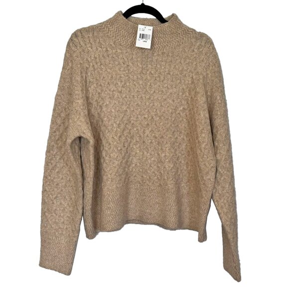 Kut From The Kloth Adah Oatmeal / Tan Waffle Weave Mock Turtleneck - Sz L - NWT - Picture 2 of 6